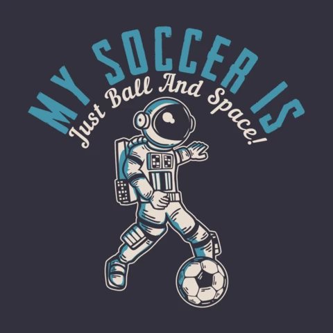 Astronaut Playing Soccer Vintage T-Shirt Design Template