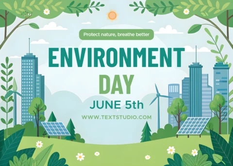 Environment Day Design Template with Green City Panorama