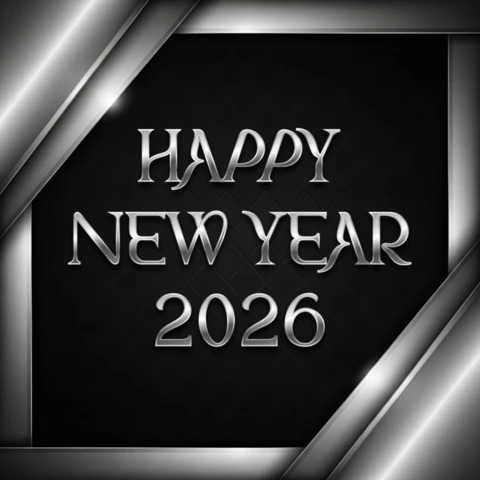 Elegant Silver New Year 2026 Greeting Card Design Template