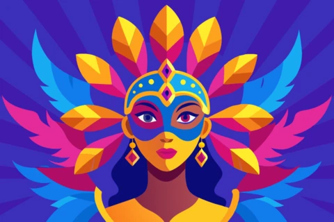 Vibrant Carnival Mask Design Template for Festive Events