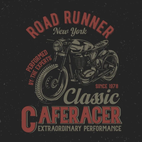 Modelo de design de camiseta de motocicleta vintage