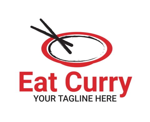 Eat curry restaurante plantilla de diseño de logotipo