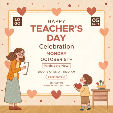 Happy Teacher's Day Celebration Template – Cute and Whimsical Design for Event Promotion