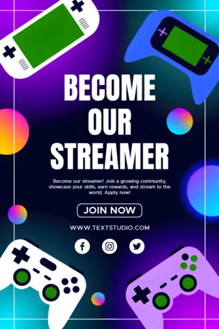 Gaming Streamer Promotion Template with Colorful Controllers Design for Social Media