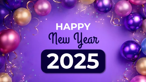 Modèle de ballon de baudruche violet pour le Nouvel An 2025