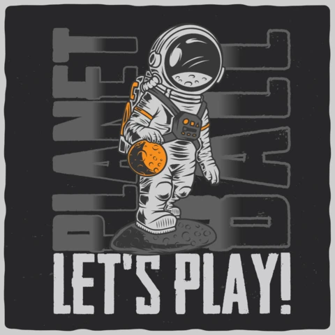 Astronaut planet ball t-shirt design vorlage