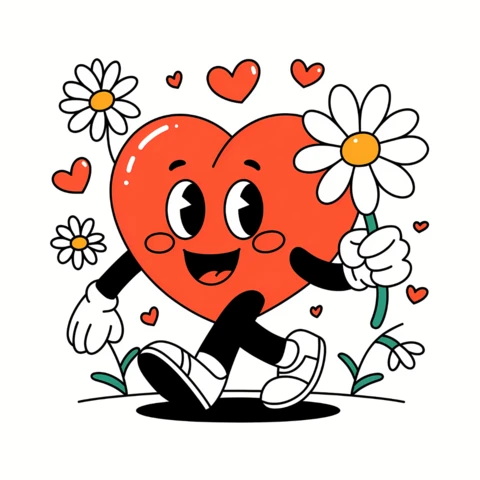 Playful Heart Character Design Template for Cute Illustrations