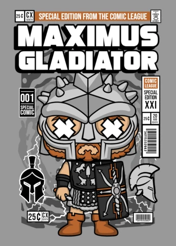 Maximus Gladiator Cartoon Character Magazine Cover Design Template