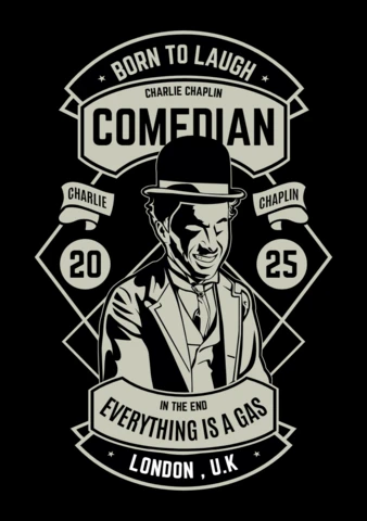 Comedian Charlie Chaplin T-shirt Design Template