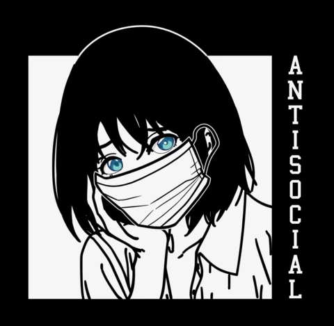 Plantilla de diseño de camiseta de anime japonés antisocial