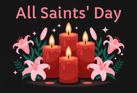All Saints' Day Candle Design Template for Greeting Cards