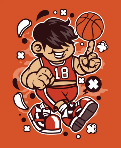 Basketball Player Kid Cartoon Character Design Template