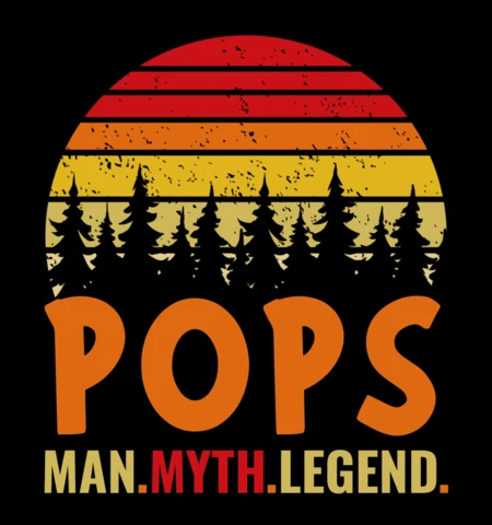 Retro Vintage Design Template for 'Pops: Man, Myth, Legend' with Nature Elements