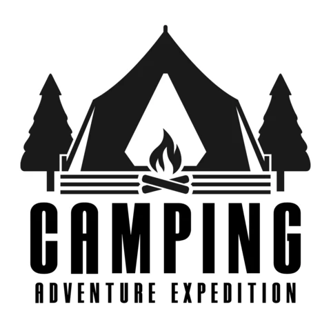 Modèle de logo pour le camping, l'aventure et l'expédition