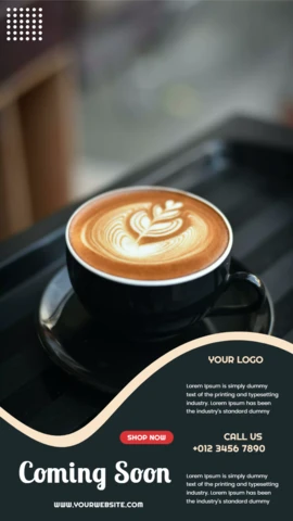 Próximamente, plantilla de diseño para publicación de historias de Instagram de cafetería