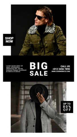 Menswear Minimalist Advertising Instagram Story Post Design Template