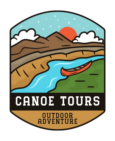 Modèle de badge pour les excursions en canoë