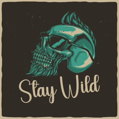 Skull Stay Wild Hipster Iro Skull Poster Design Template