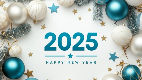 Luxury White And Blue New Year Celebration Design Template