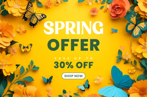 Modèle de bannière jaune pour les offres de printemps