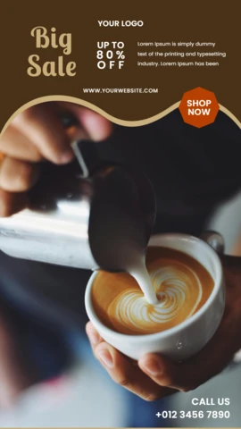 Designvorlage für Instagram-Posts mit großem Ausverkauf im Café