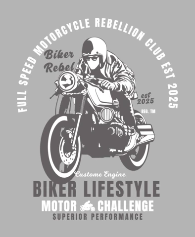 バイクに乗る男のTシャツデザインテンプレート