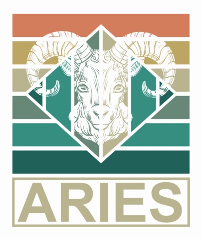 Plantilla de diseño aries editable con estilo gráfico retro