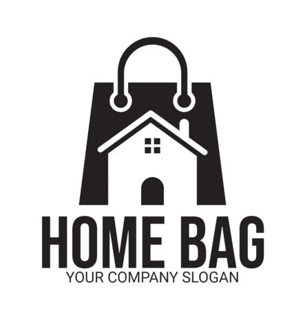 Modèle de logo pour le sac à provisions vert de la maison