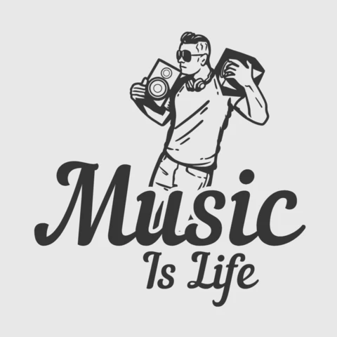 Hombre bailando plantilla de diseño de camiseta vintage de altavoz prestado