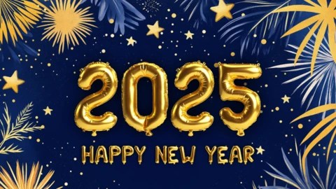 Golden Balloons New Year Celebration Design Template