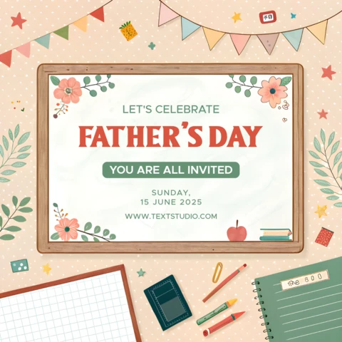 Whimsical Father's Day Invitation Template Design with Floral Elements