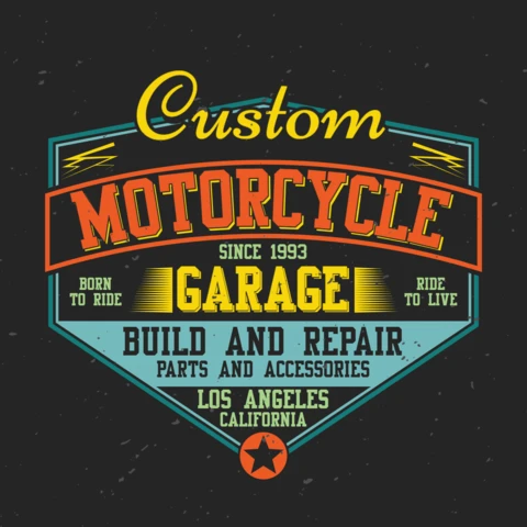 Custom Motorcycle Garage T-Shirt Design Template