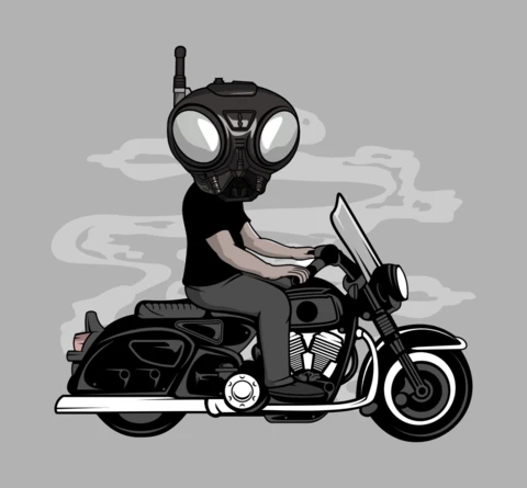 Q9-O Biker Comic Caricature Pop Culture T-Shirt Design Template