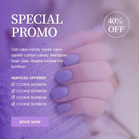 Purple nail care special promo instagram post design template