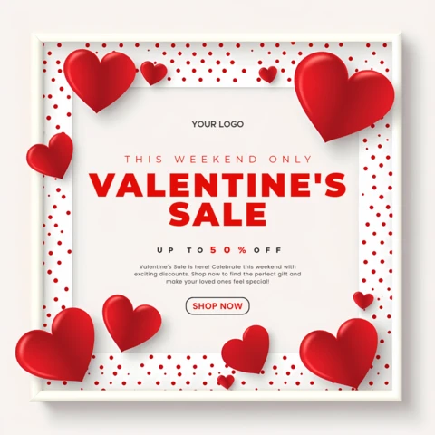 Valentine's Sale Social Media Post Template for Promotions