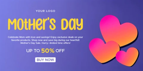 Modello di vendita colorato per la festa della mamma con grafica a cuore