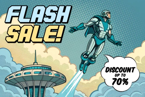 Comic Style Flash Sale Design Template for Promotional Posters