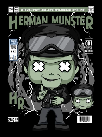 Herman Munster Cartoon Character Magazine Cover Design Template