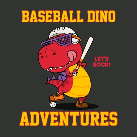 Baseball Dino Adventures Design for Kids Poster Template