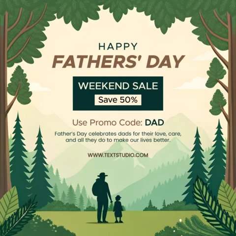 Father's Day Nature-Themed Design Template for Weekend Sale Promotion