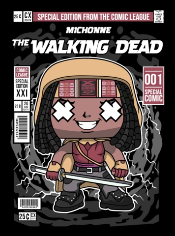 Michonne The Walking Dead Cartoon Character Magazine Cover Design Template