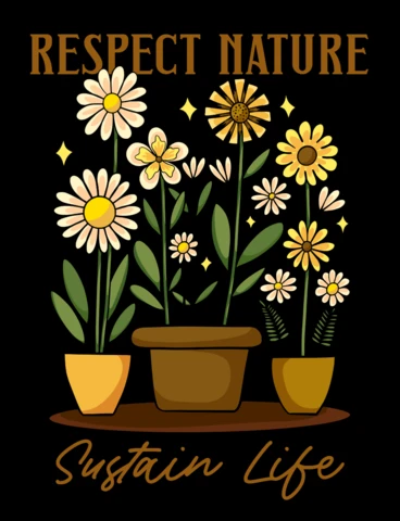Respect Nature, Sustain Life Eco-Conscious T-Shirt Design Template