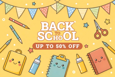 Back to School Design Template with Cute Stationery Elements for Promotional Flyers