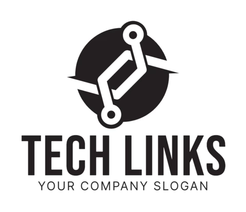 Modèle de conception de logo de liens techniques noir