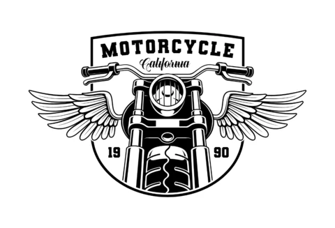 Motorcycle Steering Wheel With Wings T-Shirt Design Template