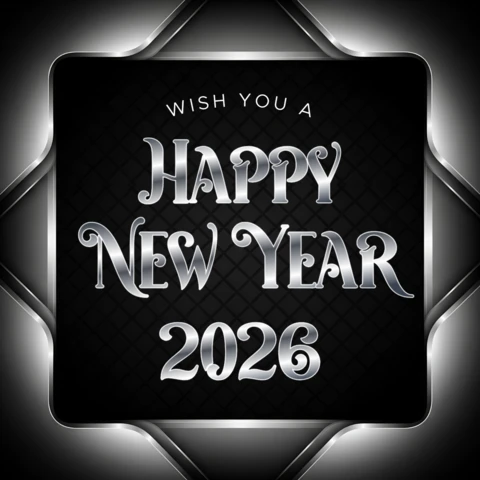 Elegant New Year 2026 Greeting Card Template with Stylish Typography Design