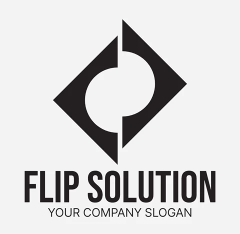 Flip Solution Logo Design Template Black