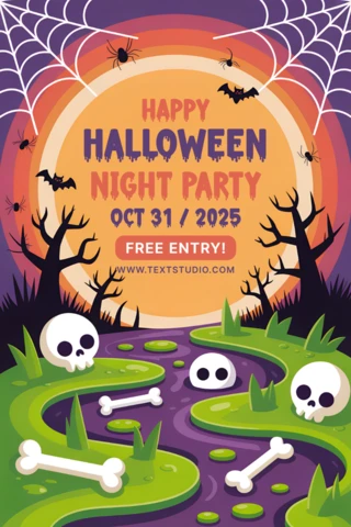 Modèle de design de fête d'Halloween effrayant avec des crânes et des chauves-souris pour la promotion d'événements