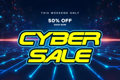 Modèle de conception de cybervente pour les promotions du week-end - 50% de réduction