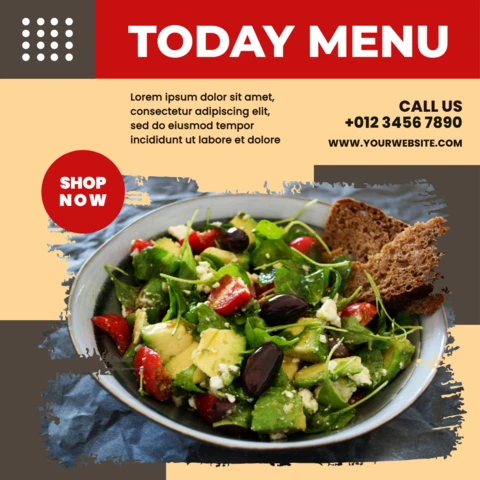Striking Visual Restaurant Ad Instagram Post Design Template